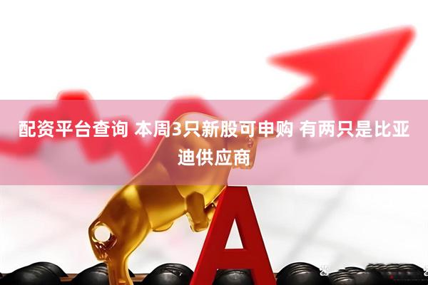配资平台查询 本周3只新股可申购 有两只是比亚迪供应商